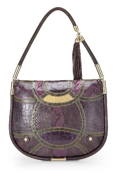 Pre-owned Gucci Purple Python Britt Bag