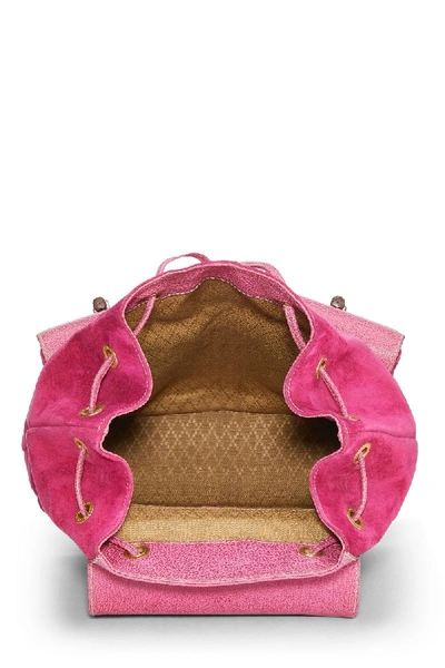 Pre-owned Gucci Pink Suede Bamboo Backpack Large