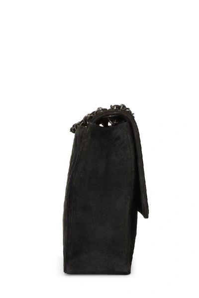 Pre-owned Chanel Black Quilted Suede 'cc' Flap Maxi