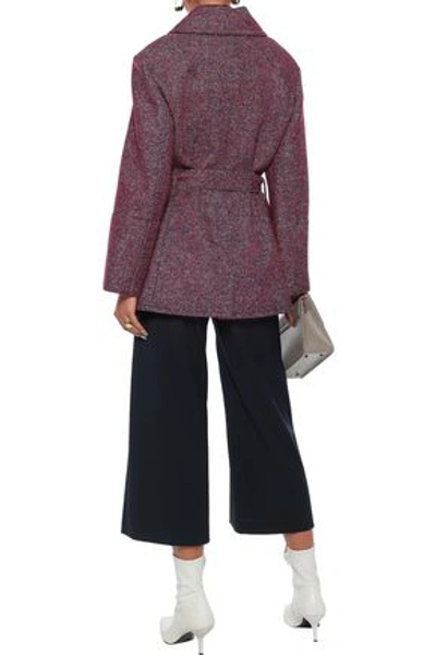 Shop Chloé Woman Double-breasted Brushed Woven Coat Claret