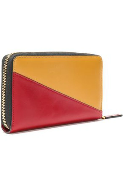 Shop Marni Two-tone Leather Continental Wallet In Claret