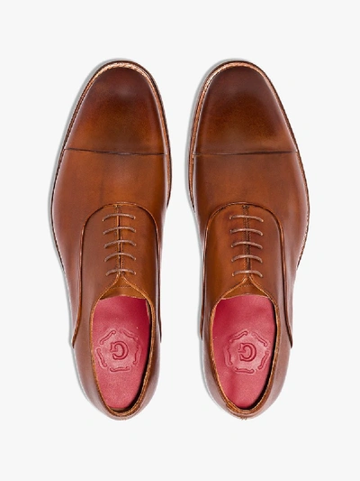 Shop Grenson Bert Leather Oxford Shoes In Brown