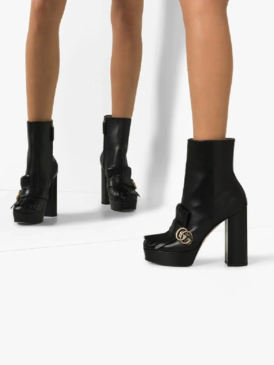 Shop Gucci Black Marmont 115 Leather Ankle Boots