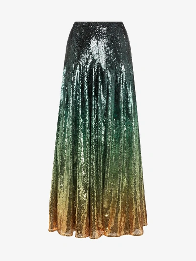 Shop Mary Katrantzou Clement Ombré Sequinned Skirt In Multicoloured