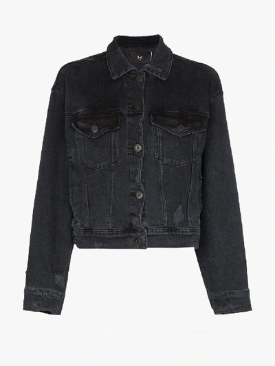 Shop 3x1 Classic Cropped Denim Jacket In Black