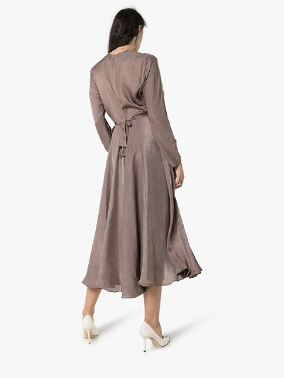 Shop Prada Womens Neutrals High Neck Spilt Midi Dress