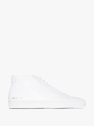 Shop Common Projects White Achilles Mid Top Leather Sneakers