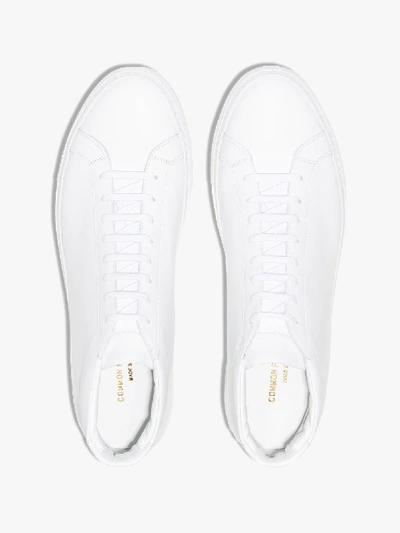 Shop Common Projects White Achilles Mid Top Leather Sneakers