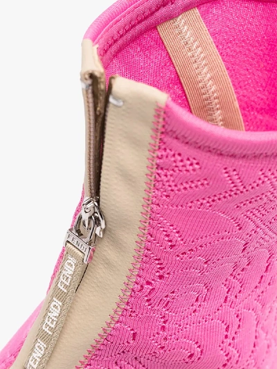 Shop Fendi Pink Fframe 85 Jacquard Ankle Boots