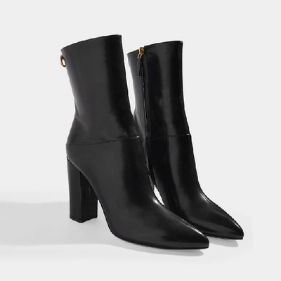Shop Valentino Ringstud High-heeled Ankle Boots In Black Leather