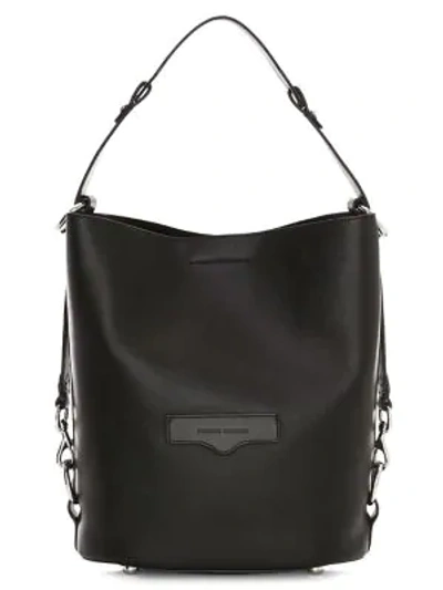 Shop Rebecca Minkoff Utility Convertible Leather Bucket Bag In Black