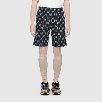 Shop Gucci Gg Jacquard Shorts In Blue