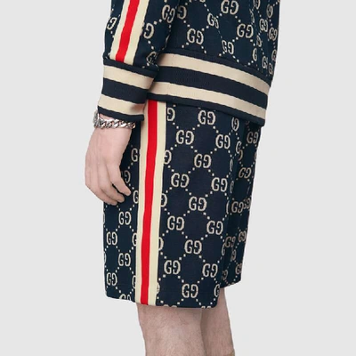 Shop Gucci Gg Jacquard Shorts In Blue