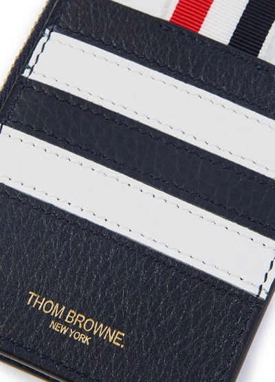 Shop Thom Browne 4-bar Zipped Leather Wallet In Rwbwht