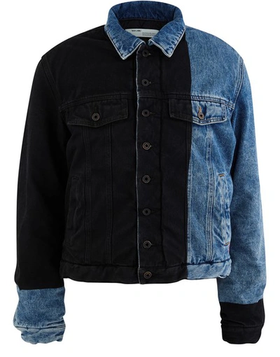 Shop Off-white Denim Jacket In Dark Blue Fuchsia