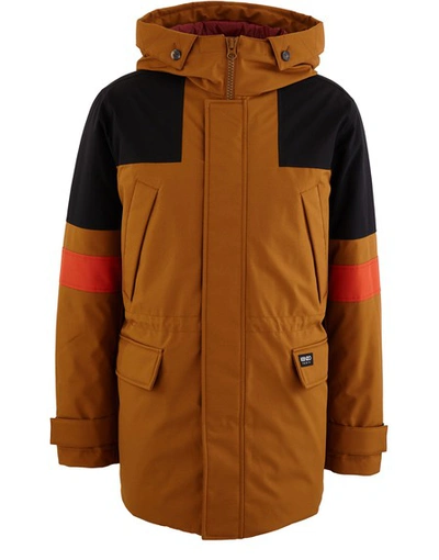 Shop Kenzo Colourblock Parka In Dark Beige