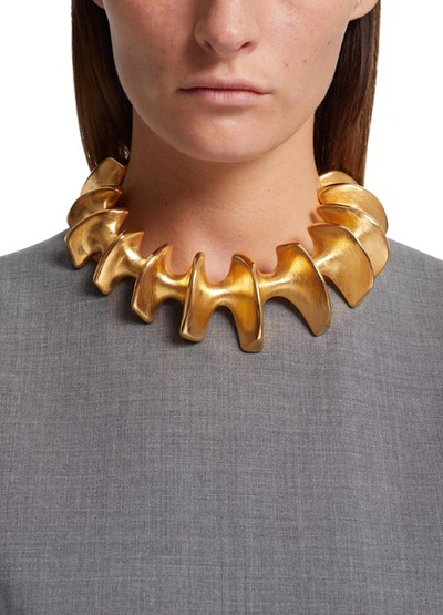 Shop Maison Rabih Kayrouz Bones Necklace In Brushed Gold
