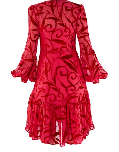 Shop Koché Puffed Sleeve Dress In Fuschia/rust Red