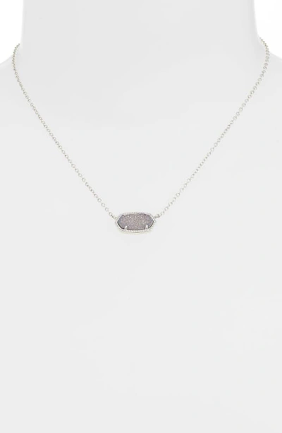 Shop Kendra Scott Elisa Pendant Necklace In Rhodium/ Steel Gray Drusy