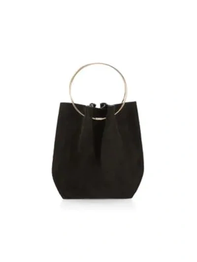 Shop The Row Women's Micro Flat Circle Suede Bucket Bag In Black