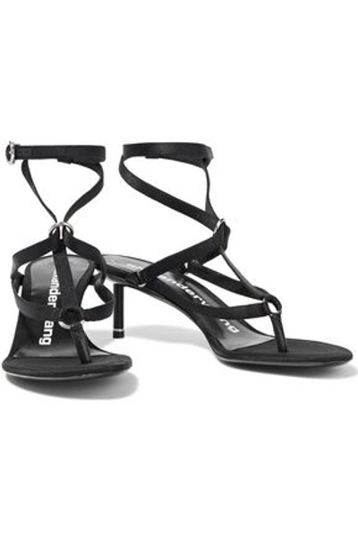 Shop Alexander Wang Kit Ring-embellished Satin Sandals In Black