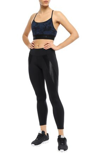 Shop Koral Hull Cropped Satin-paneled Stretch Leggings In Black