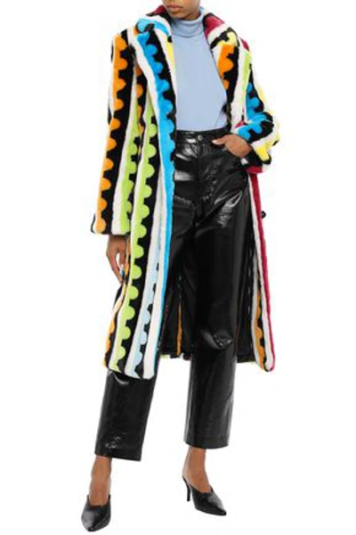 Shop Mary Katrantzou Belted Printed Faux Fur Coat In Multicolor