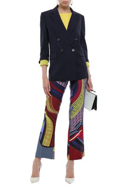 Shop Versace Woman Printed Crepe Flared Pants Multicolor