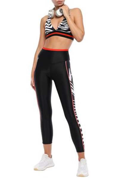 Shop P.e Nation Stealing Home Cropped Striped Stretch Leggings In Black