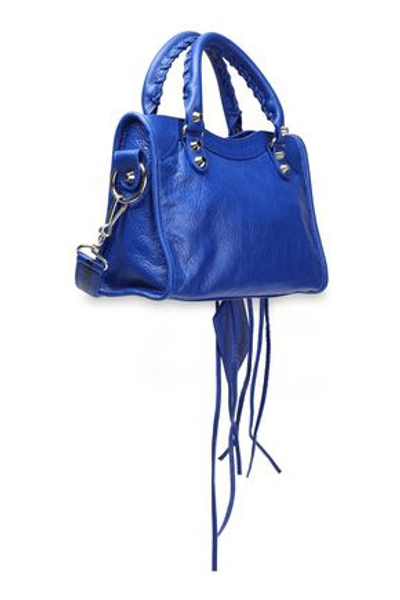 Shop Balenciaga Classic City Mini Textured-leather Tote In Cobalt Blue