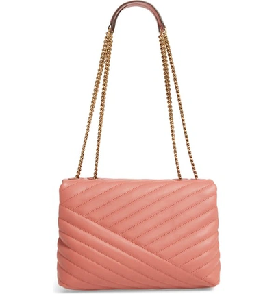 Shop Tory Burch Kira Chevron Leather Crossbody Bag - Pink In Toasted Pecan