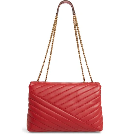 Shop Tory Burch Kira Chevron Leather Crossbody Bag In Red Apple