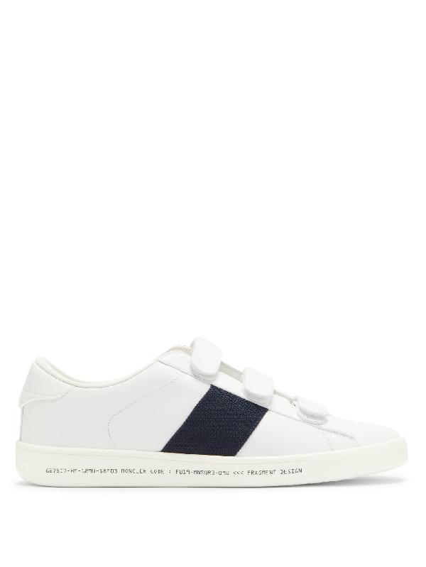 Moncler Stripe Leather Trainers In White | ModeSens