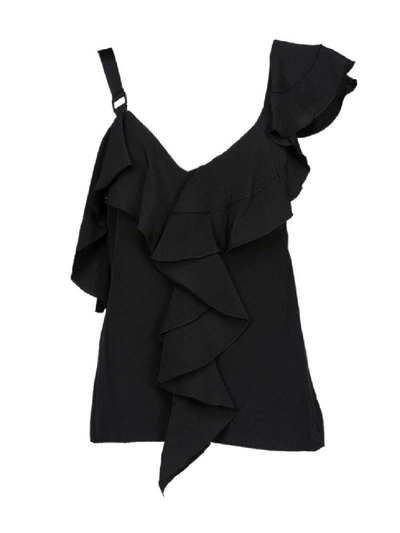 Shop Proenza Schouler Ruffle One-shoulder Top In Black