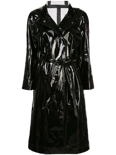Shop Alexa Chung Black Women's Wet-look Trench Coat