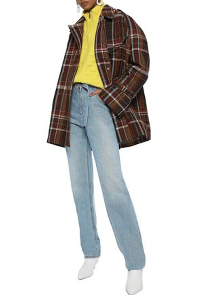 Shop Acne Studios Woman Oversized Checked Wool And Silk-blend Jacket Brown