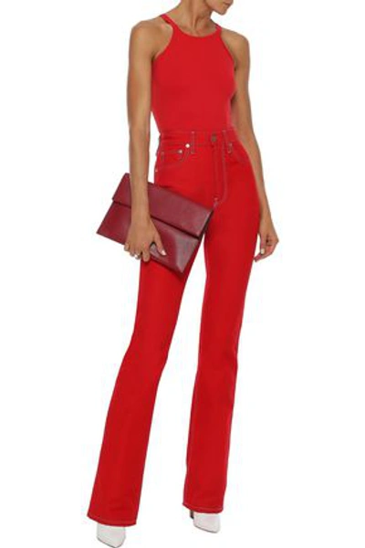 Shop Helmut Lang High-rise Bootcut Jeans In Tomato Red
