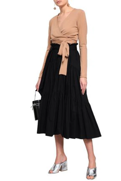 Shop Proenza Schouler Belted Cotton-poplin Midi Skirt In Black