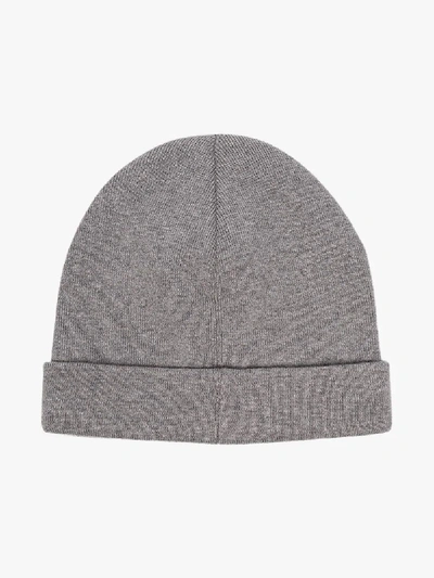 Shop Givenchy Grey Logo Intarsia Beanie Hat