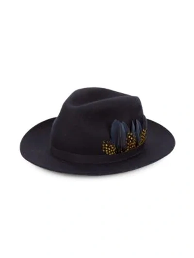 Shop Paul Smith Feather Wool Fedora In Navy