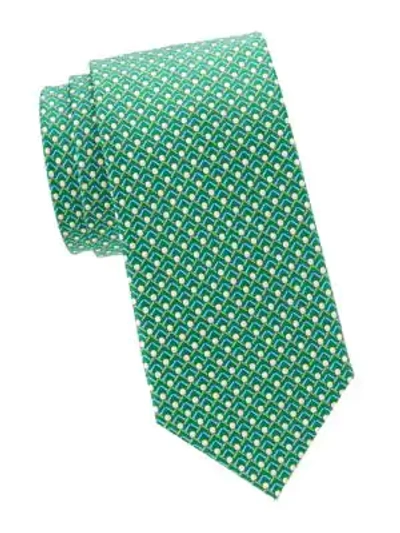 Shop Ferragamo Men's Golf Ball Silk Tie In Green