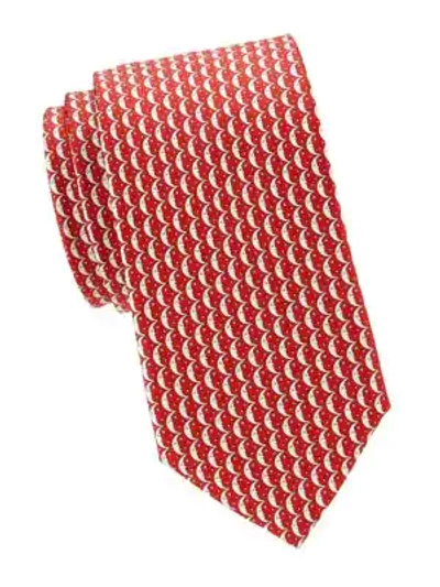 Shop Ferragamo Men's Crescent Moon Silk Tie In Red