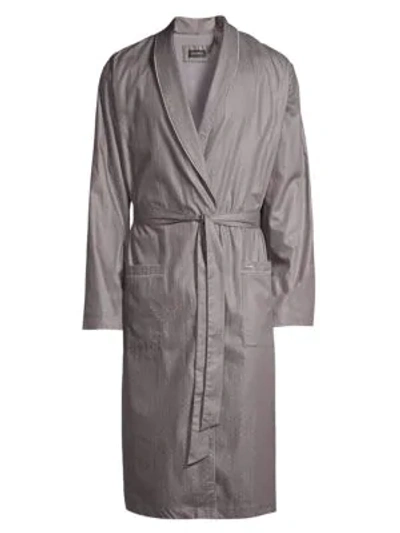 Shop Hanro Maxim Jacquard Satin Robe In Grey