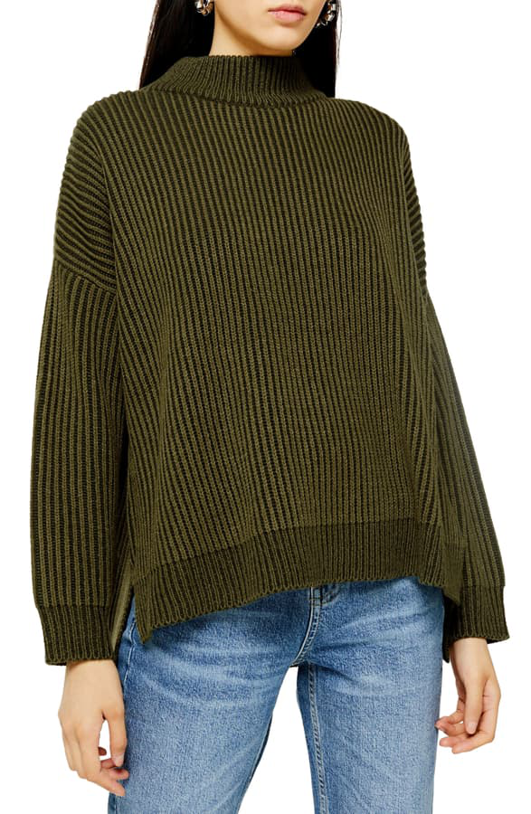 New Women's TOPSHOP Mock Neck Sweater Mustard sz S Top Shirt comfy 056
