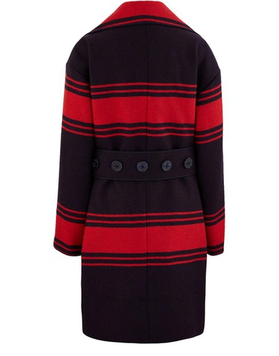 Shop N°21 Wool-blend Coat In Rigato Blu Rosso