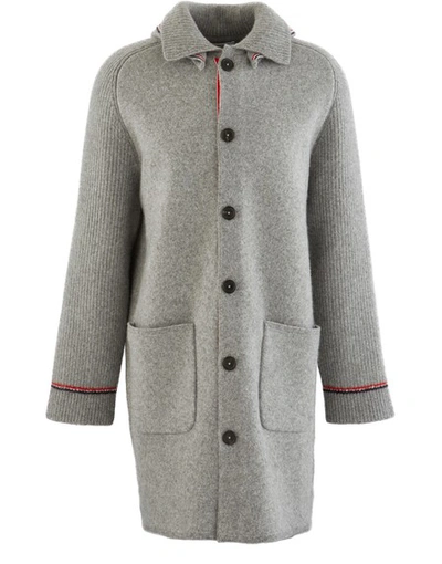Shop Thom Browne Wool And Cashmere Coat In Light Grey
