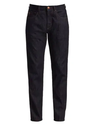 Shop Giorgio Armani Men's Stretch Cotton Jeans In Solid Blue