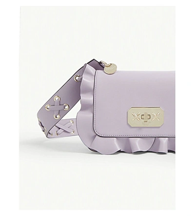 Shop Red Valentino Rock Ruffle Leather Shoulder Bag In Lilac