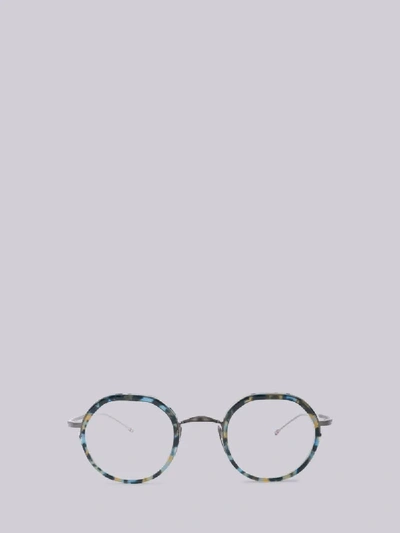 Shop Thom Browne Eyewear Tb911 - Tortoise Round Glasses In Blue