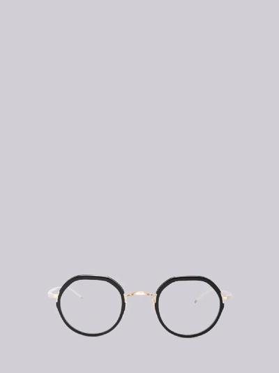 Shop Thom Browne Tb911 - Black And Gold Round Glasses